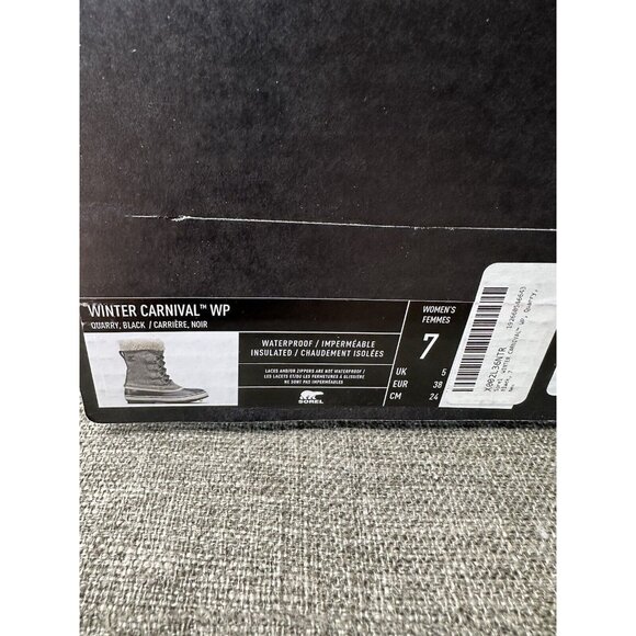 Sorel Womens Winter Carnival Boots Size 7 Quarry Black Waterproof Insulated - Picture 9 of 9